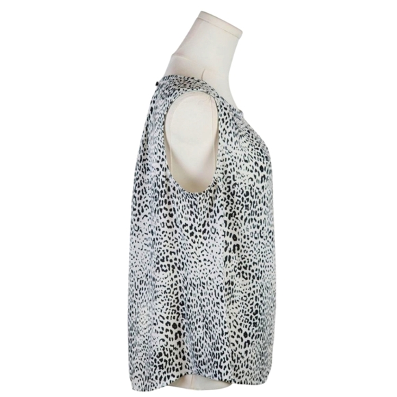 Worthington Petite Large PL Sleeveless Animal Print Blouse Keyhole Back Top - Picture 3 of 8